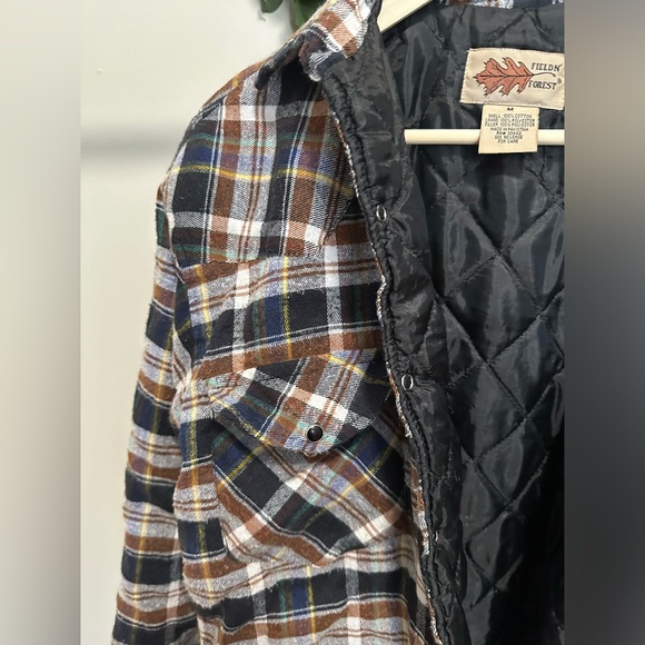FieldN’ Forest men’s Vintage Blue and Brown Plaid Quilted Jacket size medium - Picture 3 of 7